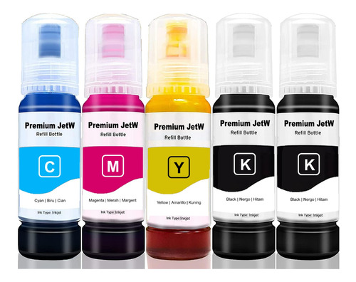 5x Tinta Pigmentada Para Impressora Epson L3110 L3150 L3210