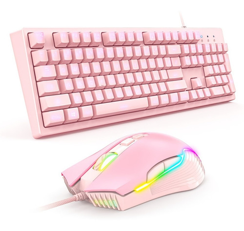 Kit Gamer 2 En 1 Onikuma G25-cw905, Teclado + Mouse Pink 