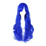 ¡ Peluca Cosplay Ondulada 80cm Kanekalon Azul Rey Ideal !!