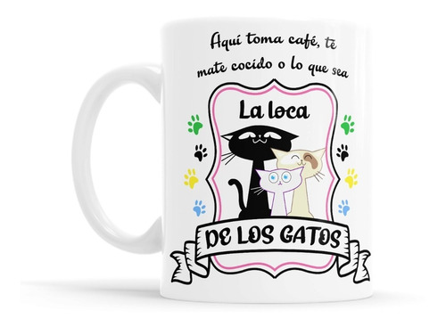 Taza De Ceramica Loca De Los Gatos
