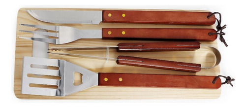 Set Asado Parrillero Chef Premium 7p Delantar Cuchillo Picar