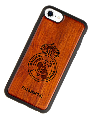 Funda Para iPhone Real Madrid Madera Grabada Tu Nombre