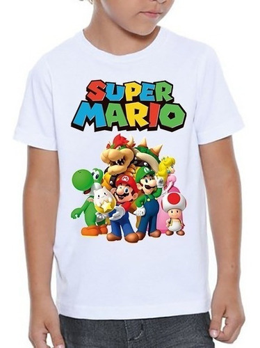 Camiseta Infantil Super Mário Game Clássico Personagens #04