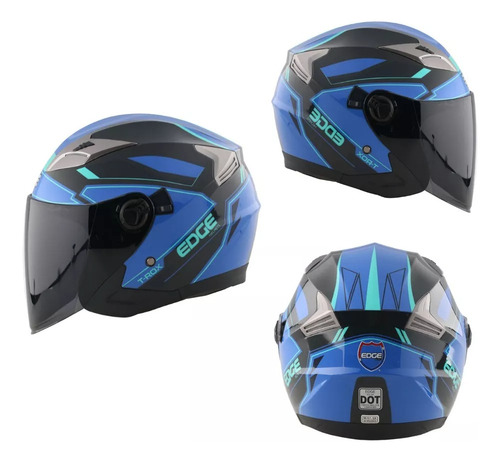 Casco Semi Integral Edge T-rox Certificado Dot Moto + Gafas