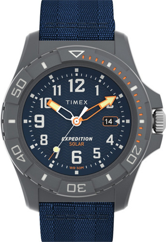 Reloj Timex Expedition Tw2v40300 Freedive Ocean Wr50 Color De La Malla Azul Color Del Bisel Negro Color Del Fondo Azul