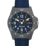 Reloj Timex Expedition Tw2v40300 Freedive Ocean Wr50 Color De La Malla Azul Color Del Bisel Negro Color Del Fondo Azul