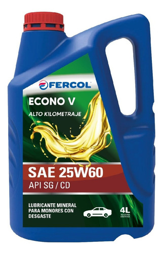 Aceite Fercol Econo V 25w60 Lubricante Alto Kilometraje