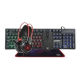 Kit Gamer 4 En 1 Teclado Mouse Auricular C/ Mic Mouse Pad 