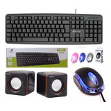 Kit 3 Em 1 Teclado + Mouse Usb + Caixa De Som Gamer Jogos Pc