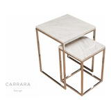 Combo Mesa Auxiliar De Mármol Cromada - Carrara Design -