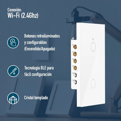 Interruptor Inteligente Doble Wifi Blanco Sin Neutro | Meses sin interés