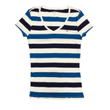 Playera Tommy Hilfiger Original Cuello V Rayas Azules