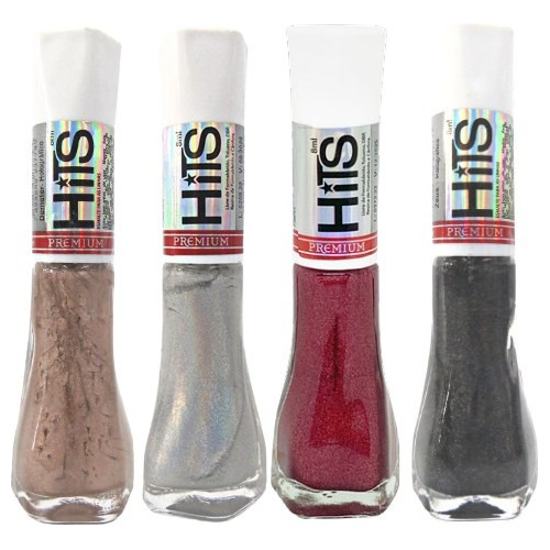 Kit Com 4 Esmaltes Hits Holográfico Premium 5free 8ml