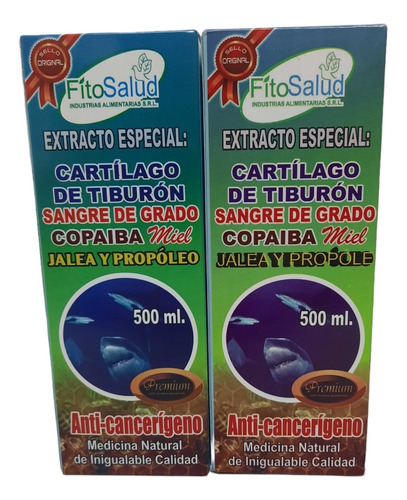 Jarabe Tonico Cartilago  De Tiburon  Pack 2 Unidades 500g