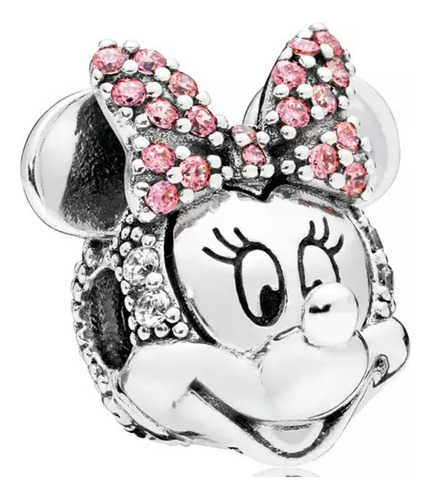 Dije Charm Clip Pandora Minnie Mouse Moño Rosa Disney Plata