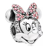 Dije Charm Clip Pandora Minnie Mouse Moño Rosa Disney Plata