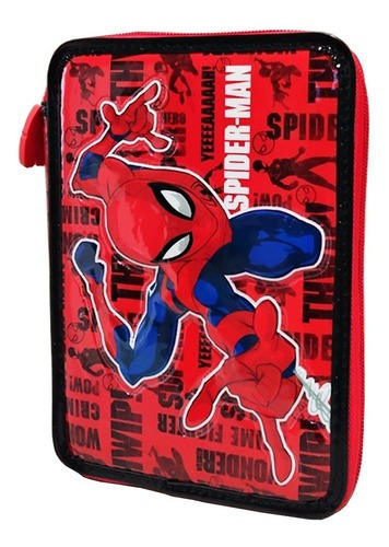 Cartuchera Canopla Spiderman 1 Piso Con Utiles Ha586 Cresko