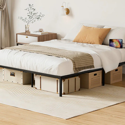 Base De Cama Queen Size Plegable De Metal Con Enchufe Usb C Color Negro | Meses sin interés