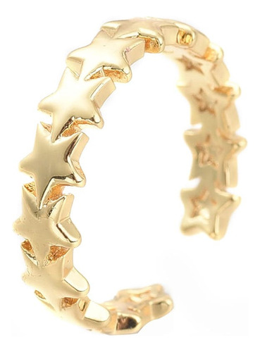 Anillo Midi Ring Ajustable Baño Oro Corazón Estrella Dama