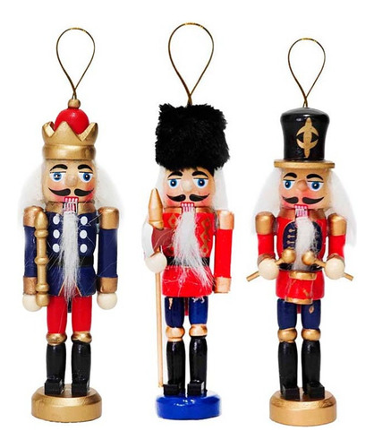 Pack 3 Cascanueces Navideño Colgante Adorno 12cm Navidad