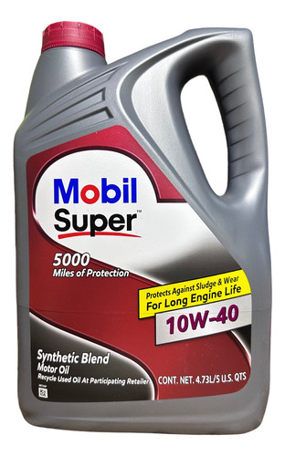 Aceite Mobil Super 10w40 Synthetic Blend 4.73 Litros