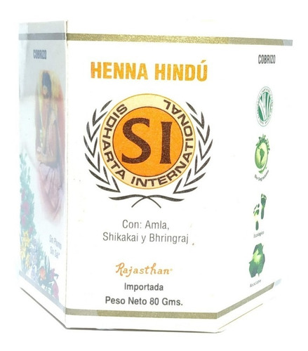 Henna Hindú Tinte Natural Cobrizo 80g - g a $324