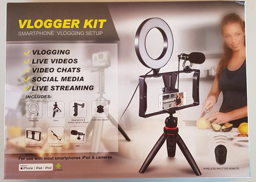 Kit Youtuber Vlogger P/ Smartphone C/ Microfone + Led