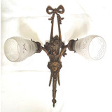 Antiguo Gran Aplique Pared Rostro Mujer 2 Lamp Bronce B150