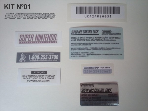Kit Adesivo Console Super Nintendo Labels Snes Fita Cartucho