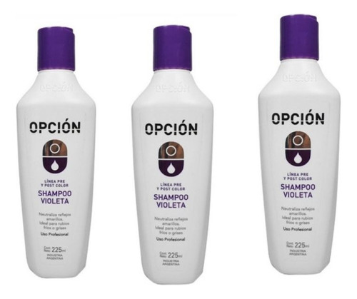 Shampoo Matizador Violeta Opcion Cabello Rubio X225ml X3