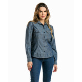 Camisa Feminina Jeans Manga Longa