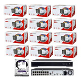 Kit Nvr 16 Canais Hikvision Poe + 12 Cameras Ip Poe + Hd 4t