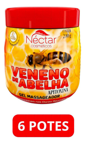  Kit 6 Gel Massageador Néctar Veneno De Abelha Revenda 200ml