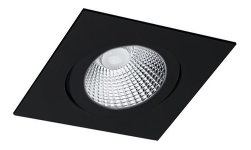 Kit 7 Spot Embutir Par20 Quadrado Aluminio Preto C/ Lamp 7w