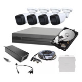 Kit Camaras De Seguridad 4 Camaras Bala 5mp Dvr 4ch 1tb Cctv