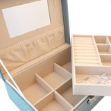 Joyero Alhajero Azul Caja Organizadora De Joyas Bijou