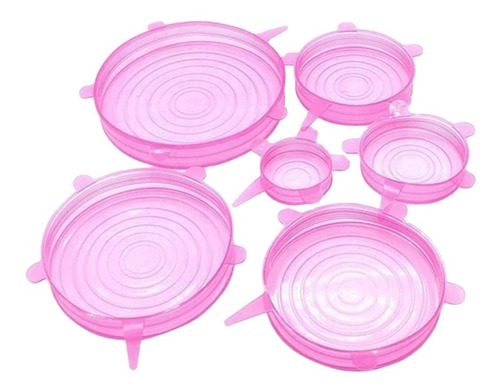 Tapas Elásticas En Silicona Cocina Reutilizables  Pack X6