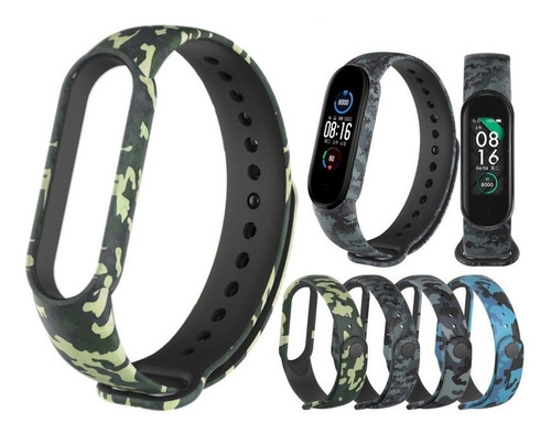 Combo 4 Pulseiras Mi Band 3/4-5/6 Camuflada+ Película Brinde