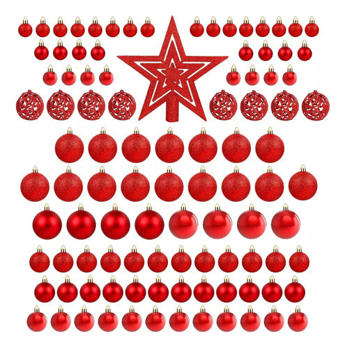 Paquete Esferas Decoracion Navideña Estrella Triple 101 Pz