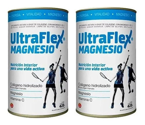 Ultraflex Magnesio Colágeno Hidrolizado En Polvo 420gr X2 Un