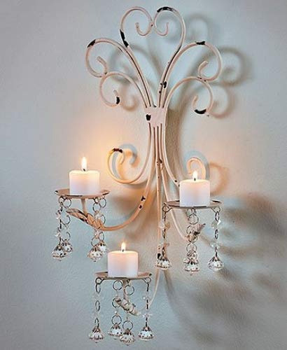 Candelabro Para Colgar En La Pared, 3 Velas Led Con Soporte.