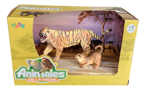 Animal World 99715 Playset 19cm Pack X2 Tigre Familia