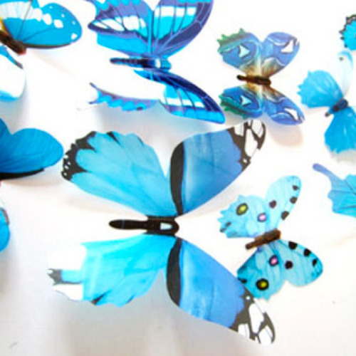 36 Mariposas 3d Para Decorar Paredes, Azul