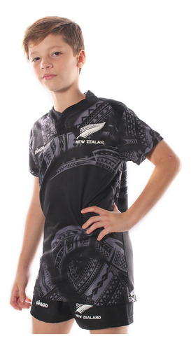 Camiseta Rugby Niño All Blacks Maori Imago Talle 8 10 12 14