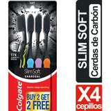 Cepillo Colgate Slim Soft Carbon Adulto Suave Pack X4 Unidad