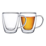 Set 2 Tazas Te Cappuccino Café C Leche Vidrio Doble Samihome