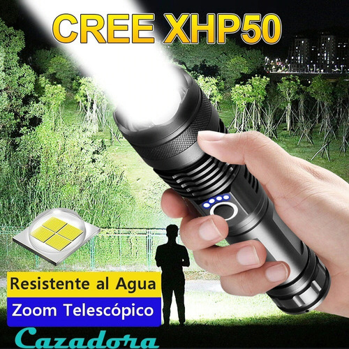 Potente Linterna Z8 Zoom Led Xhp50 Cazadora + Batería Regalo