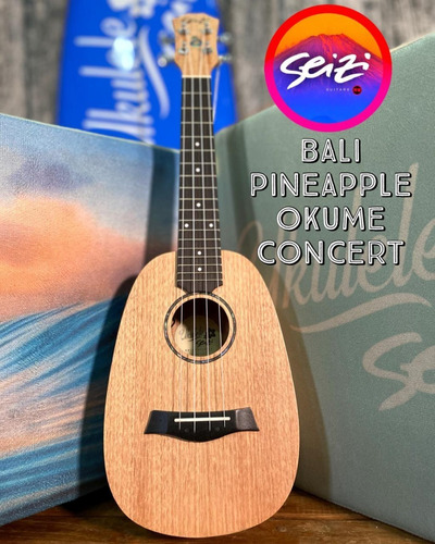 Ukulele Seizi Bali Pineapple Concert Elétrico Okume