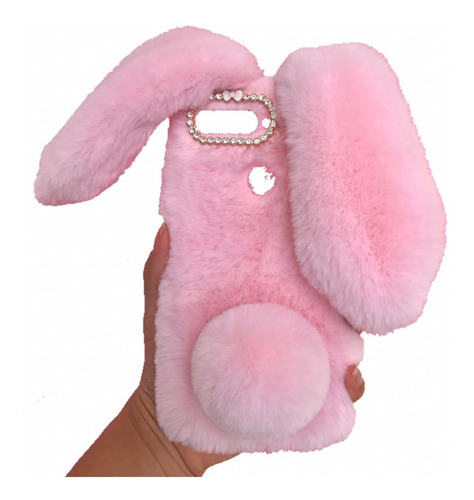 Funda Huawei Mujer Case Peluche Conejo Pompon Cute