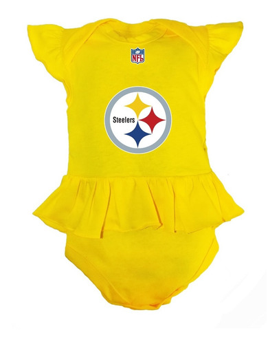 Pañalero Bebe Niña Vestido Futbol  Steelers Algodon Amarillo